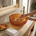 InArt Amber Orange Glass Vessel Sink for Countertop Bathrooms, 13.4 Inch, additional product view 4