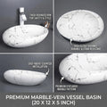 Vessel bathroom sinks side profile, InArt rectangular ceramic countertop basin 20x12 Satvario marble pattern