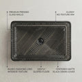 InArt Smoked Black Tempered Glass Rectangular Vessel Sink – Textured Design, 18.11