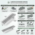 InArt Brushed Stainless 304 Shower Floor Drain – 12