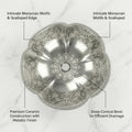 InArt Silver Ceramic Round Vessel Sinks – Moroccan Pattern, 16.5