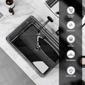 InArt Smoked Black Tempered Glass Rectangular Vessel Sink – Textured Design, 18.11