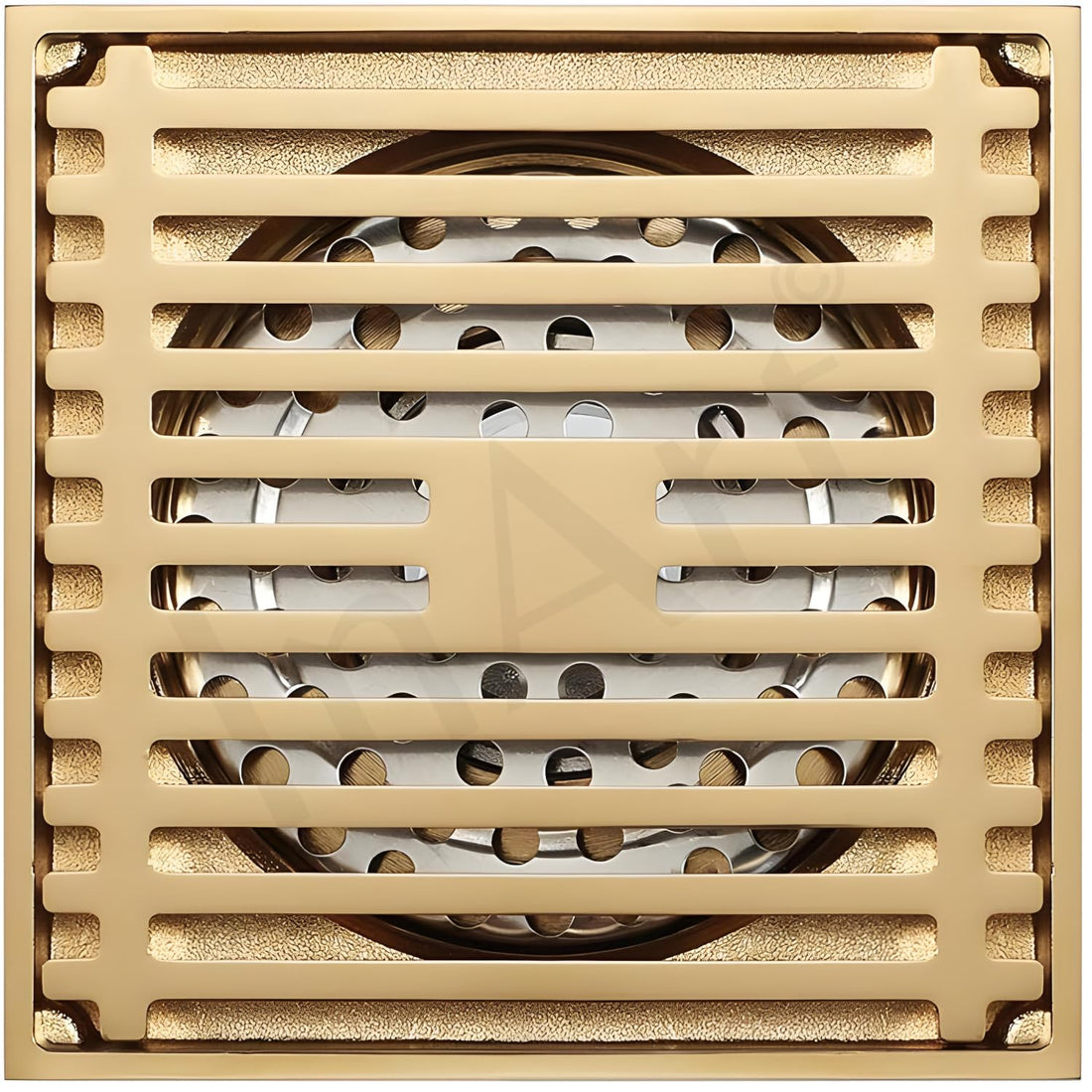 InArt Square Linear Brass Shower Drain Channel with Grate Cover, 12 x 4 Inch