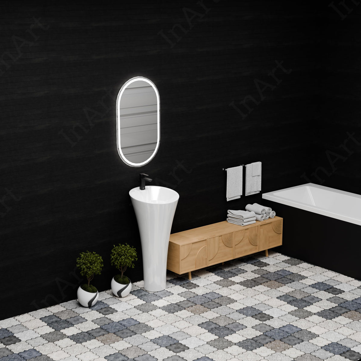 InArt Basin Pedestal Sink - Standing Bathroom Sink White 38x38 CM, additional product view 9