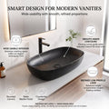 Black Rectangular Ceramic vessel bathroom sink, additional product view 6