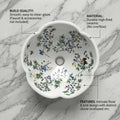 InArt Vessel Sinks for Bathroom – Glossy White Ceramic Round, Scalloped Rim 16.5