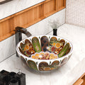 Bathroom sinks above counter - InArt Ceramic Moroccan round vessel sink, multicolor glossy countertop wash basin