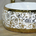 White and Gold Round Ceramic vessel bathroom sink, additional product view 5