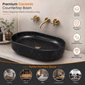 Black Oval Ceramic vessel bathroom sink, additional product view 5