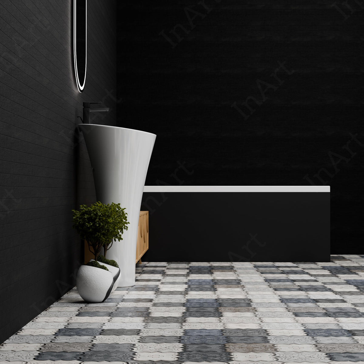 InArt Basin Pedestal Sink - Standing Bathroom Sink White 38x38 CM, additional product view 3