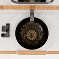 InArt Round Bathroom Ceramic Vessel Sink Art Basin in Black Gold Color, additional product view 7
