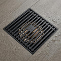 InArt Matte Black Linear Brass Shower Drain Channel with Side Outlet, 12 x 4 Inch