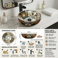 InArt Glossy Multicolor Ceramic Round Vessel Sink – Hand-Painted Pattern, 16.5