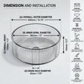 InArt Crystal Clear Round Glass Vessel Sink, Ribbed Design, 15.6 Inch Above-Counter Bathroom Basin, additional product view 6