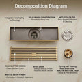 InArt Antique Brass Brass Shower Grate Drain – Self-Closing Trap Core, 12