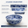 White and Cobalt Blue Round Porcelain Ceramic vessel bathroom sink, additional product view 5