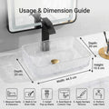 InArt Clear Rectangular Crystal Glass Vessel Sink for Countertop Bathrooms, 17.5 Inch, additional product view 6