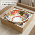 InArt Glossy Moroccan Ceramic Round Vessel Sink – Decorative Pattern, 15.75