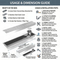 InArt Square Linear Stainless Steel Shower Drain Channel with Grate, 18 x 4 Inch, additional product view 6