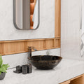 InArt Round Bathroom Ceramic Vessel Sink Art Basin in Black Gold Color, additional product view 6
