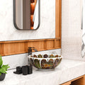 Round sink bowls for bathroom, ceramic vessel round sink showing wide rim and deep bowl for above counter use