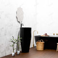 InArt Basin Pedestal Sink - Circular Bathroom Standing Sink Black 38x38 CM, additional product view 4
