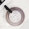 Vessel sink in bathroom on vanity, modern square matte ceramic basin with faucet hole