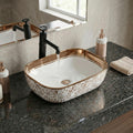 Bathroom ceramic basin InArt rose gold rectangular ceramic vessel sink 18x13 countertop wash basin