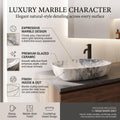 White, Blue and Gold Rectangular Ceramic vessel bathroom sink, additional product view 3