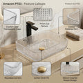 InArt Clear Rectangular Crystal Glass Vessel Sink for Countertop Bathrooms, 17.5 Inch, additional product view 3