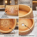 InArt Wood-Tone Ceramic Round Vessel Sink – Floral Art Design, 16.5