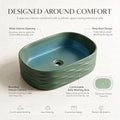 Sage Green Rounded Rectangular Ceramic vessel bathroom sink, additional product view 6