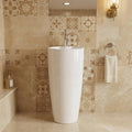 InArt White Ceramic One-Piece Pedestal Bathroom Sink for Modern Bathrooms, 15 x 15 Inch, additional product view 4
