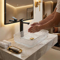 InArt Clear Rectangular Crystal Glass Vessel Sink for Countertop Bathrooms, 17.5 Inch, additional product view 4