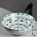Round vessel sink top view, InArt ceramic sink vessel in light blue modern style sink bowl