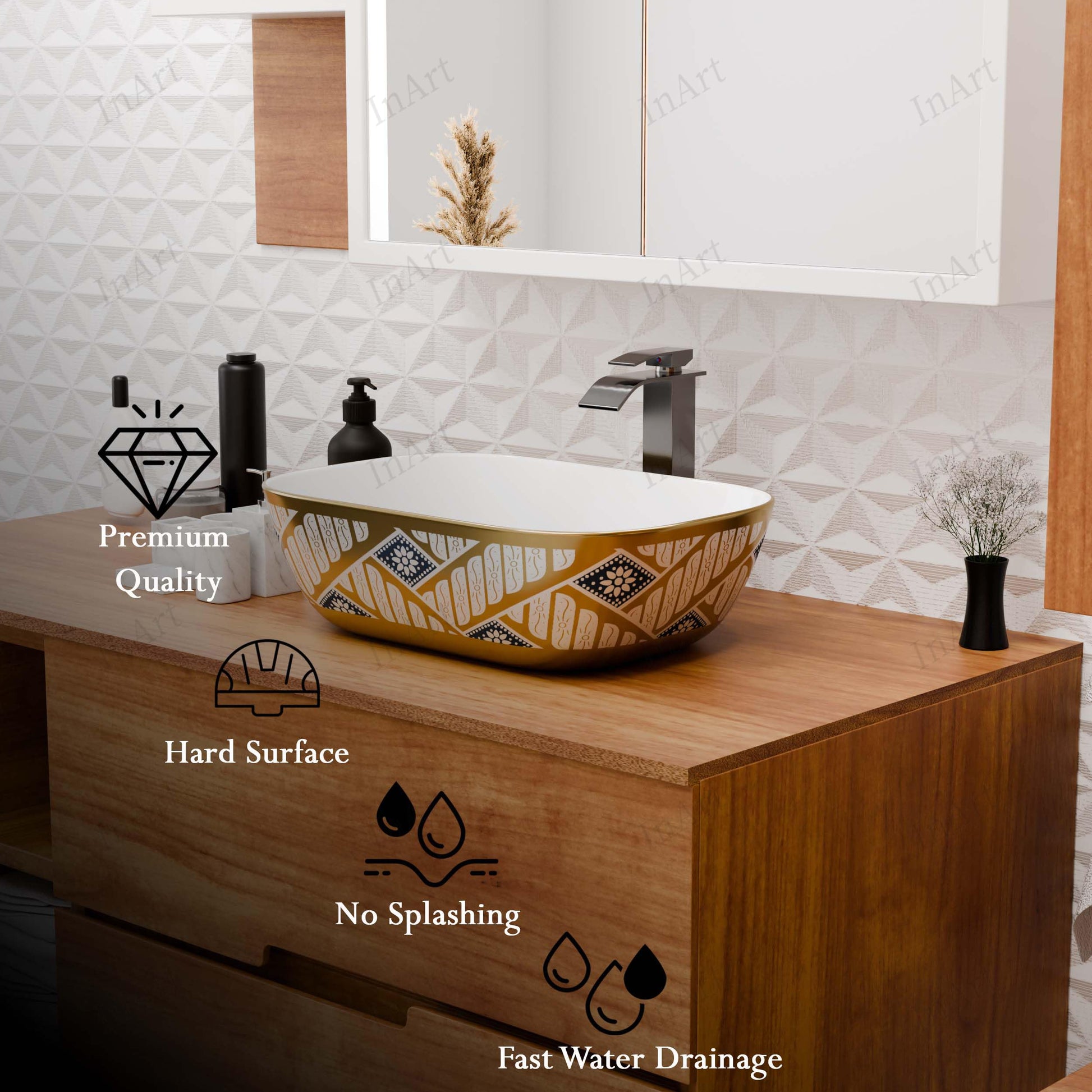 InArt Black Round Ceramic Bathroom Vessel Sink product image 3 of 12