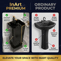 InArt Basin Pedestal Sink - Standing Bathroom Sink Black Glossy 43x36 CM, additional product view 7
