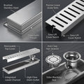 InArt Brushed Stainless 304 Shower Floor Drain – 12