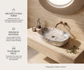 White, Blue and Gold Rectangular Ceramic vessel bathroom sink, additional product view 8