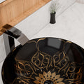 InArt Round Bathroom Ceramic Vessel Sink Art Basin in Black Gold Color, additional product view 5