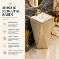 InArt Basin Pedestal Sink - Standing Bathroom Sink Gold White 46x46 CM, additional product view 3