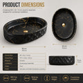 Black and Gold Oval Ceramic vessel bathroom sink, additional product view 2