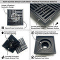 InArt Matte Black 12 x 4 Inch Brass Floor Drain with Removable Strainer, additional product view 3