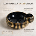 Black and Gold Round Ceramic vessel bathroom sink, additional product view 5