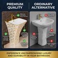 InArt Basin Pedestal Sink - Standing Bathroom Sink Gold White 45x43 CM, additional product view 7