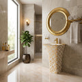 InArt Basin Pedestal Sink - Standing Bathroom Sink Gold White 45x43 CM, additional product view 4