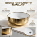 White and Gold Round Ceramic vessel bathroom sink, additional product view 8