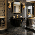 InArt Glossy Black Wall-Mounted Ceramic Bathroom Sink with Half Pedestal, 21.3 Inch, additional product view 8