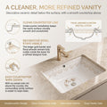White and Gold Rectangular Ceramic undermount bathroom sink, additional product view 7