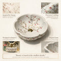 White and Multicolor Flower-Shaped Round Ceramic vessel bathroom sink, additional product view 6